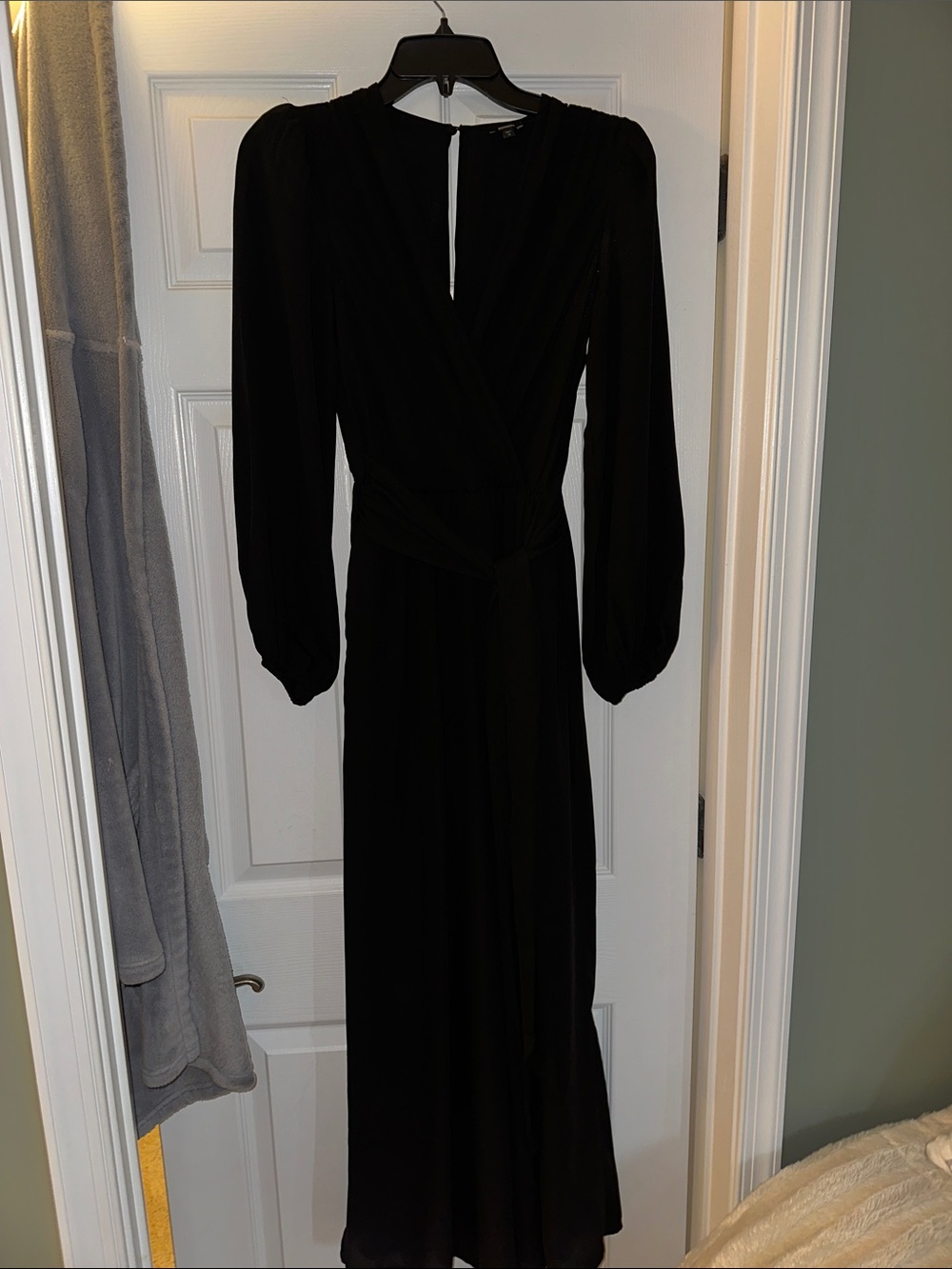 Express Black Wide Leg Jumpsuit with Long Sleeves